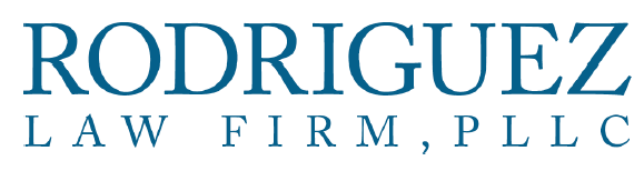 Rodriguez Law Firm, PLLC logo displayed prominently in a professional legal setting.