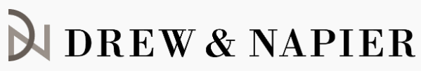 Drew & Napier law firm logo featuring stylized initials and full firm name in elegant typography.