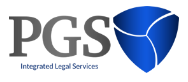 Logo of PGS Integrated Legal Services with shield design and bold text.