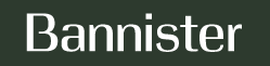 Text logo reading "Bannister" in a modern, sans-serif font on a dark background.