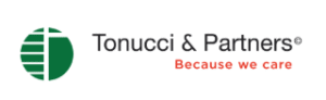 Logo of Tonucci & Partners law firm with a green globe symbol and the tagline "Because we care."