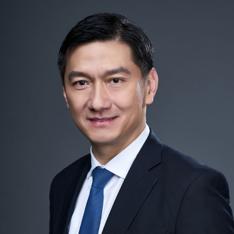 Attorney in a suit with a neutral background, presenting a professional demeanor.
