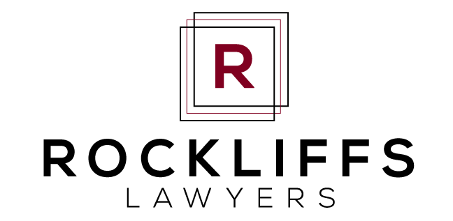 Rockliffs Lawyers logo featuring a stylized "R" with overlapping geometric shapes.
