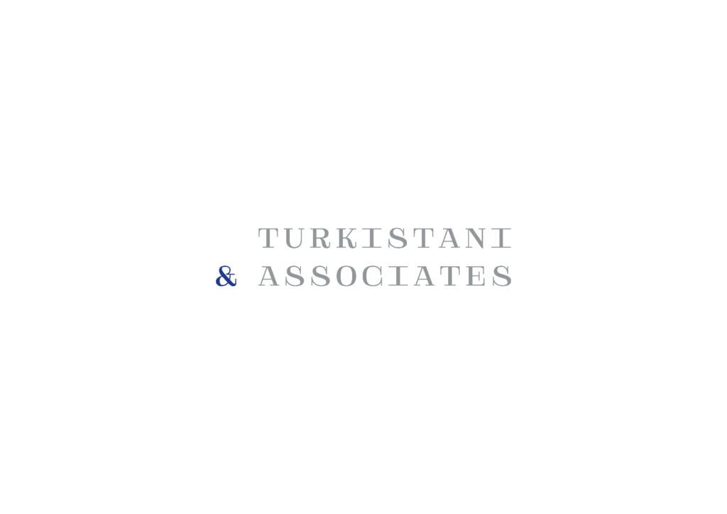 Turkistani & Associates law firm logo displayed prominently on a white background.
