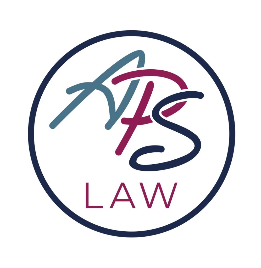 Circular logo featuring stylized letters "AFS" with the word "LAW" beneath, representing a law firm.