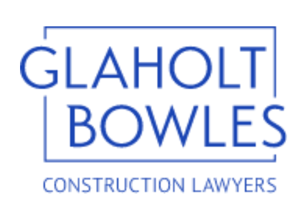 Glaholt Bowles logo featuring text: “GLAHOLT BOWLES CONSTRUCTION LAWYERS” in blue font.