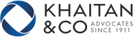 Law firm logo for Khaitan & Co, established in 1911, displaying the name prominently with a blue emblem.