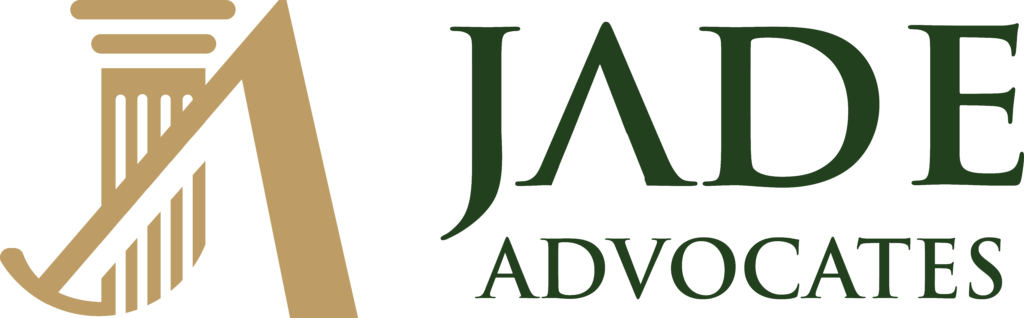 Logo design for Jade Advocates featuring a stylized letter 'J' integrated with legal symbols.