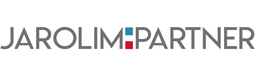 Law firm logo featuring the name "Jarolim Partner" in modern typography with colored elements.
