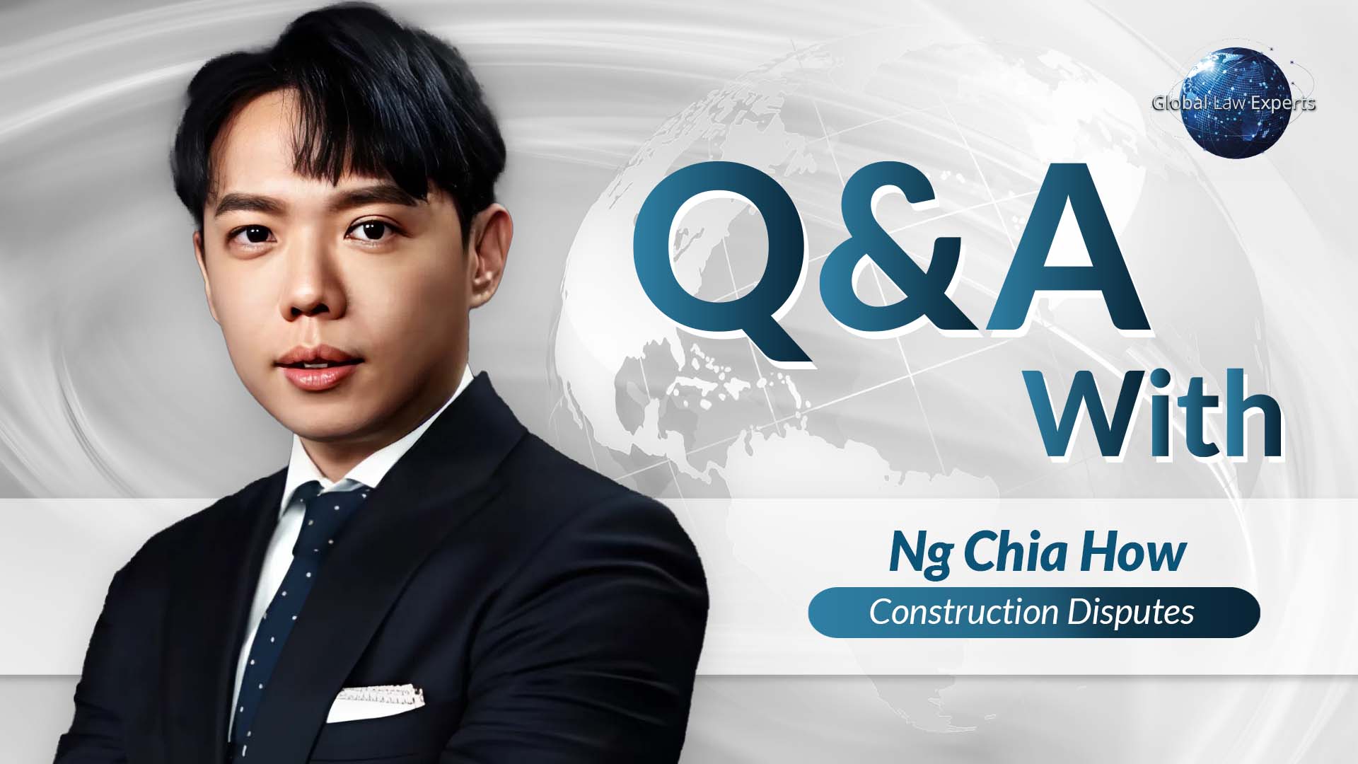 Legal expert Ng Chia How in a suit, featured in a Q&A graphic on construction disputes.