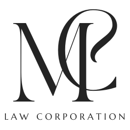Monogram logo of ML Law Corporation with stylized letters and company name beneath in modern typography.