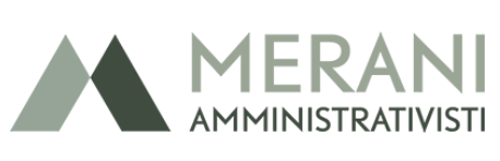 Logo of Merani Amministrativisti featuring geometric shapes and professional typography.