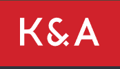 Red background with white letters displaying the text "K&A," possibly representing a law firm or legal entity.