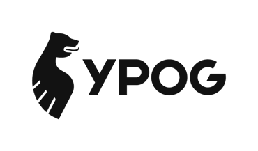 YPOG logo featuring a stylized bear silhouette alongside the company name in modern typography.