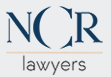 NCR Lawyers logo featuring stylized initials in blue with 'lawyers' in a classic font below.