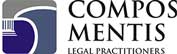 Compos Mentis Legal Practitioners logo featuring modern design elements in blue and gray.