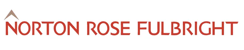 Norton Rose Fulbright logo featuring bold text in red and a brown triangular accent.