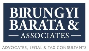 Law firm logo for Birungi Barata & Associates, specializing in advocacy, legal, and tax consulting services.