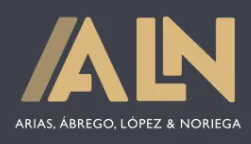 Logo of the law firm Arias, Abrego, López & Noriega, featuring initials "ALN" in gold and dark background.