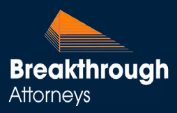 Logo of Breakthrough Attorneys featuring an abstract design with the firm's name prominently displayed.