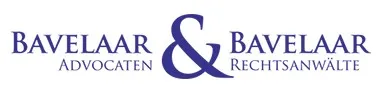 Bavelaar & Bavelaar law firm logo featuring the firm's name in blue with legal titles in Dutch and German.